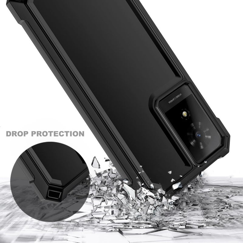 WDHD Compatible with TCL K24 & K23 & TCL 50 LE Phone Case Black | Full-Body Protective Shockproof Rugged Bumper Cover with Screen Protector, Raised Corners Drop Protection - Image 5